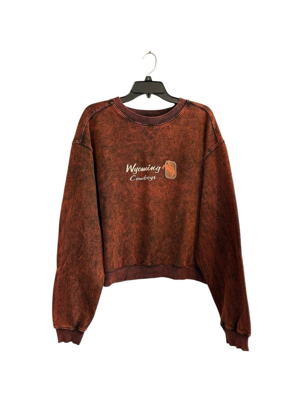 McIntosh & Seymour Wyoming Cowboys Sweatshirt Womens XL Marbleized Brown Horse